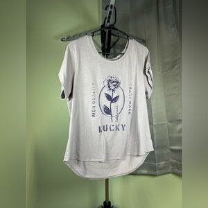 Lucky Brand Gray Graphic Short Sleeve Tee